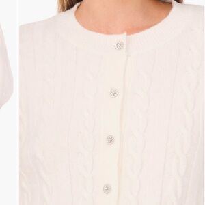 CeCe White Cable Knit Cardigan